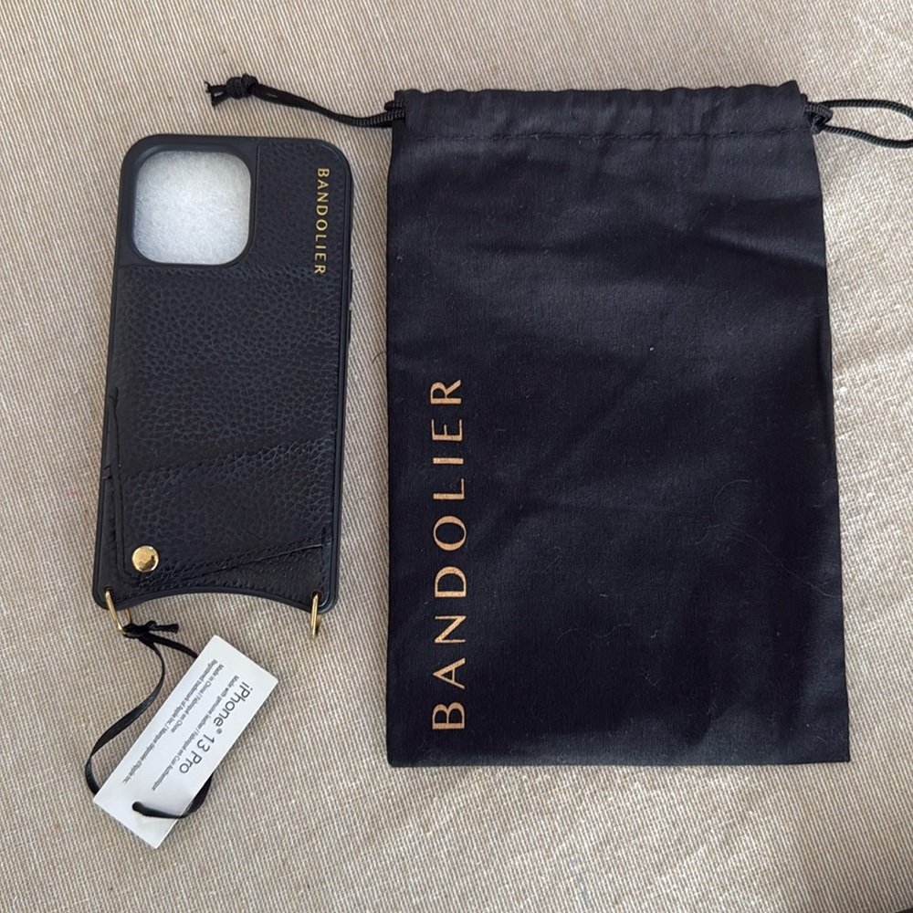 NWT New Bandolier Emma Black/Gold Crossbody IPhone 13 phone case